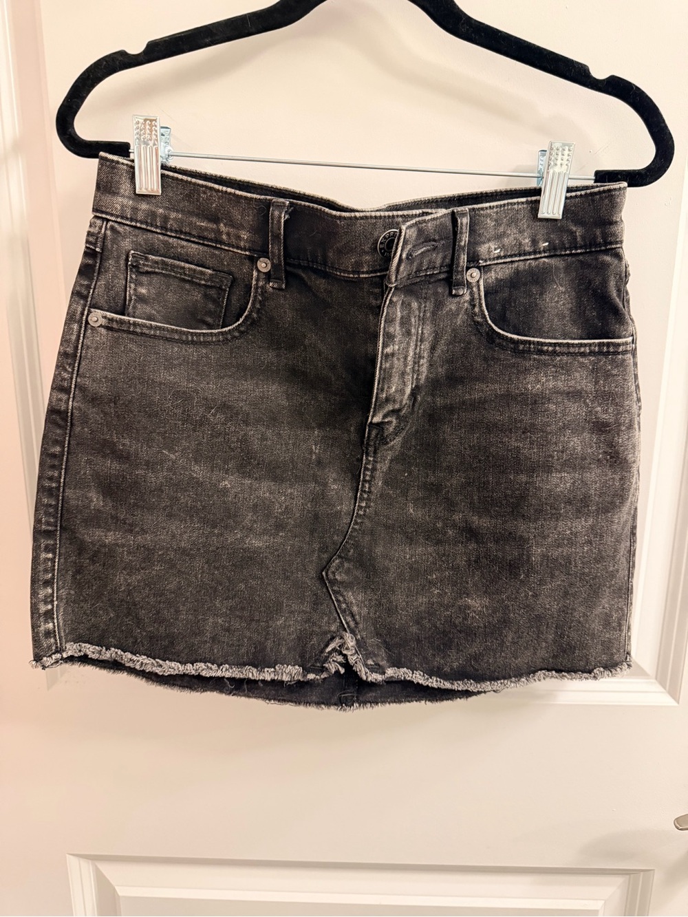 Express Black Washed Denim Mini Skirt